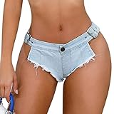 Dxyufazhe Sexy Women's Low Rise Stretch Mini Denim Shorts Hot Pants Beach Party Clubwear (as1, Alpha, l, Regular, Regular, DYS011 Light Blue)