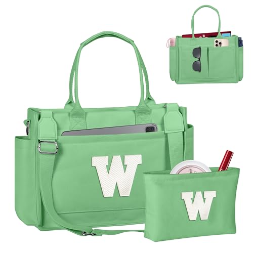 Image of Birthday Gifts for Women, Initial Tote Bag with Makeup Bag | Teen Girl Gifts Trendy Stuff, Back to Campus