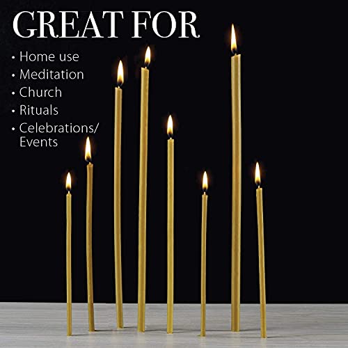 Danilovo Pure Beeswax Candles - Honey-Scented, Decorative Thin Taper Candles - Ideal for Birthday Decoration or Church Prayers - Drip Free, Tall & Smokeless Pack of 500 pcs, 6.5 x 0.22 inch