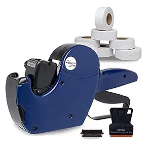 Perco 1 Line Price Gun with Labels Kit - Includes 1 Line Pricing Gun, 10,000 White Labels, with Pre-Loaded Inker