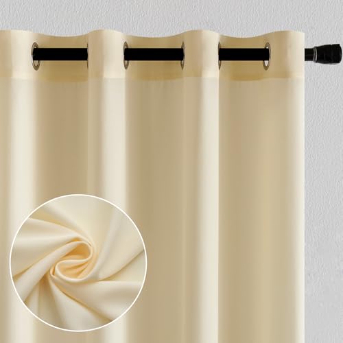 MIULEE Cortinas Dormitorio Salon Modernas Translucidas Cortina Cocina Ventana Habitacion 2 Piezas 140x145cm Beige
