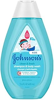 Johnson's Baby Clean Fresh TearFree Children's Shampoo Body Wash Paraben Sulfate DyeFree Formula is Hypoallergenic Gentle on Toddler's Sensitive Skin FreshBoost Fragrance, Sulfate-Free, 13.6 Fl Oz