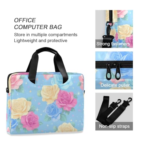 Maletín para portátil diseño flores azul rosa amarillo 13-15.6 pulg miniatura 6