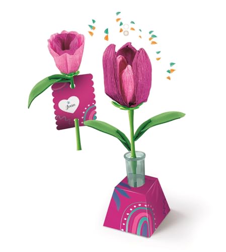 Clementoni IDEA Small Flowers Tulips, Create Your Flower kit, Gift Set, 18878, Pink - Image 2