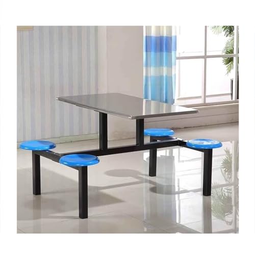 Stainless Steel Dining Table Set for 4, Modern Canteen Table with Anti-Slip Mat, Perfect for Kitchen & Living Room, Stylish & Durable Dining Furniture