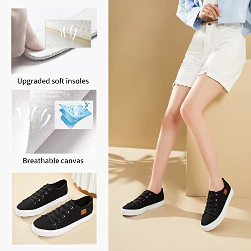 Image of Women's Sneakers Canvas Shoes for Women Lace up Fashion Canvas Sneakers Classic Low Top Casual Shoes