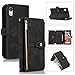 UEEBAI Case for iPhone XR, 9 Card Slots Retro Leather Wallet Shockproof Flip Cover with Hand Strap Card Slots Zipper Pocket Kickstand Handbag Magnetic Closure - Retro Black