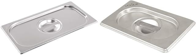 Vogue K931 Stainless Steel Lid With Centre Handle For 1/2 Gastronorm Pan & K972 Stainless Steel Lid With Centre Handle For 1/4 Gastronorm Pan