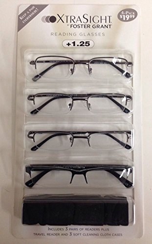 4 Pack FOSTER GRANT David Gun cb READING GLASSES +1.25 Scratch Resistant NEW