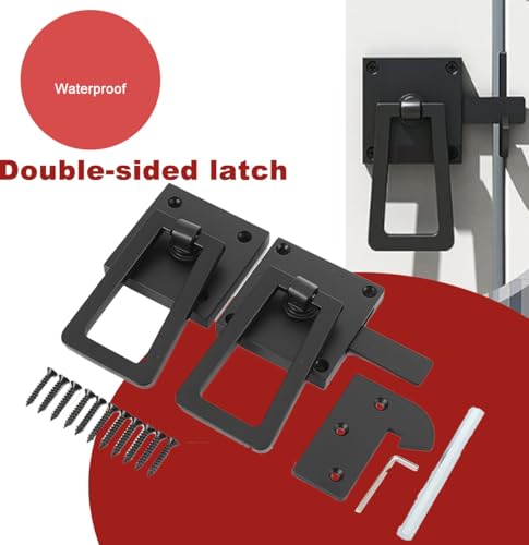 Verrou de porte double face en aluminium lourd noir robuste et durable - 5