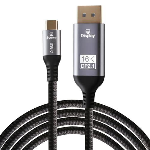 Velozym Cable USB C a DisplayPort 2.1, Cable Tipo C a DisplayPort, Nylon&La Carcasa de Aluminio, 2M, 16K@30Hz 8K@120Hz 4K@240Hz, Thunderbolt 5/4 a DP, 54Gbps, Tipo C para MacBook Pro, iPhone 16 Pro
