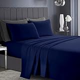 Infinitee Xclusives Premium Navy Blue Queen Sheets Set - 1800 TC Series 4 Piece Bed Sheets - Soft Brushed Microfiber Fabric - 16 Inches Deep Pockets Sheets Wrinkle Free & Fade Resistant