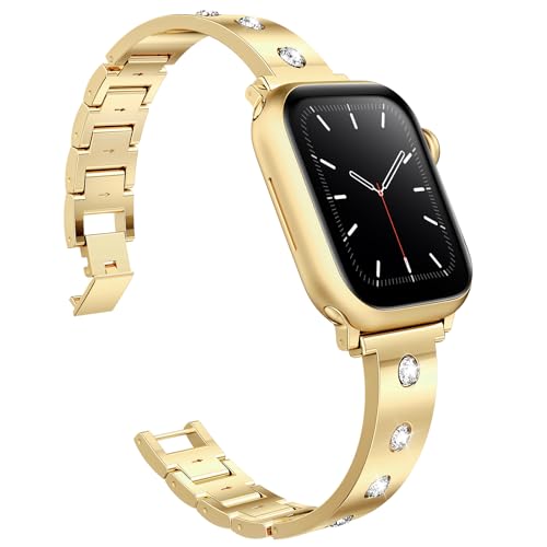 Mosonio Dressy Jewelry Bracelet Bands Compatible with Apple Watch Band 46mm 45mm 44mm 49mm 42mm 41mm 40mm 38mm for Women, Cute and Stylish Diamond Metal Strap for iWatch Series 10 9 8 7 6 5