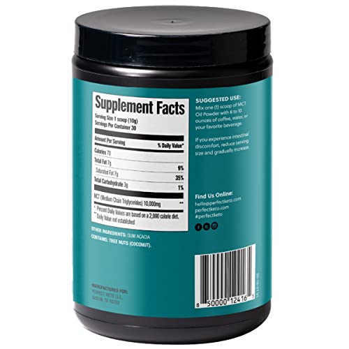 image for Perfect Keto 7g MCT Oil Powder, Medium Chain Triglycerides Supplement,
