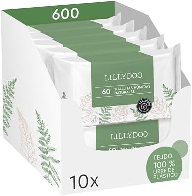 Toallitas húmedas naturales LILLYDOO green, 600 unidades (10x60),...