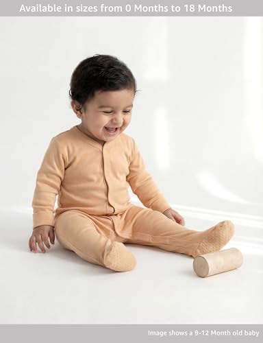 Image of Amazon Brand - Symbol Unisex 100% Cotton Full Sleeve Baby Sleepsuits (Available in Pack of 3 & 6)