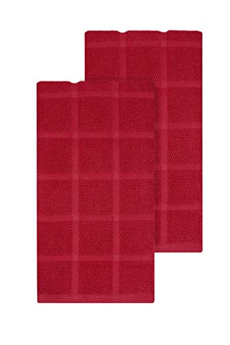 Ritz KitchenWears Cotton Solid Oversized Kitchen Dish Towel Set, 2-Pack, Paprika Red