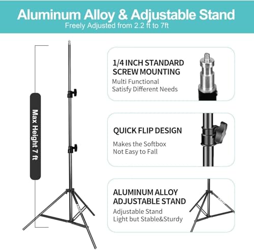 EMART 50 x 70cm Softbox Set, 85W 3000-6000K Dimmbare LED Softbox Beleuchtung Kit für Video, Fotografie, Studio Porträts