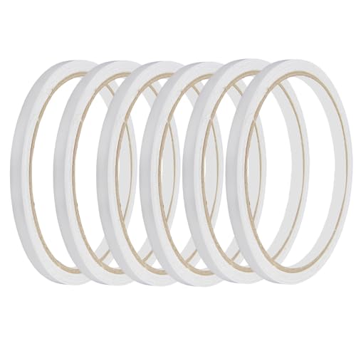 CJMUQHEHH Cinta Doble Cara Fina Pack 6 Rollos (6mm x 10m) Cinta Adhesiva de Doble Cara para Manualidades, Scrapbooking, Costura Sin Residuos, Fácil Desgarre