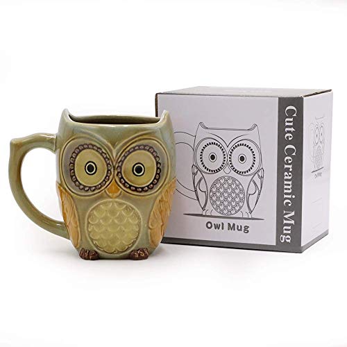 Sqowl 3D Coffee Mug Funny Cute Owl Ceramic Cup Coffee Mug Tea Mugs Set For Women And Girls 12 Oz Cyan #TOP5