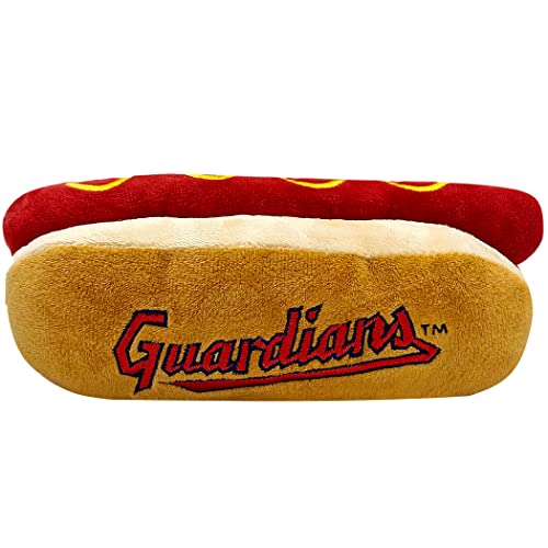MLB Cleveland Guardians Plush Dog Toys - Stadium Theme Snacks - Cutest Plush HOT-Dog Toy for Dogs & Cats with Inner Squeaker & Premium Embroidery of Baseball Team Name/Logo