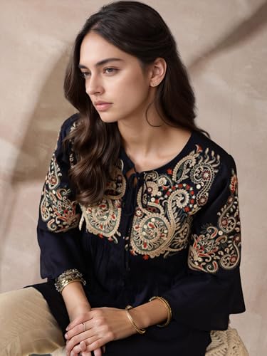 Image of Bee M Pee Designer Rayon Paisley Regular Short Kurti for Women Tunics Latest