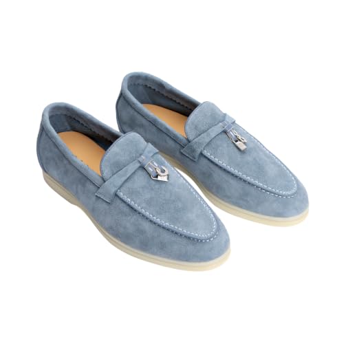 Image of XOBZJH Women's Leather Suede Loafers Flats - Slip-On Penny Loafers with Soft, Comfortable Driving & Dress Shoes for Casual Office Work All Day