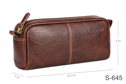 Image of Calfnero Genuine Leather Toiletry Bag for Men & Women | Premium Leather Travel-Pouch | Toiletry Organizer | Cosmetic & Shaving Kit Bag | Unisex Travel Dopp Kit (Cognac)