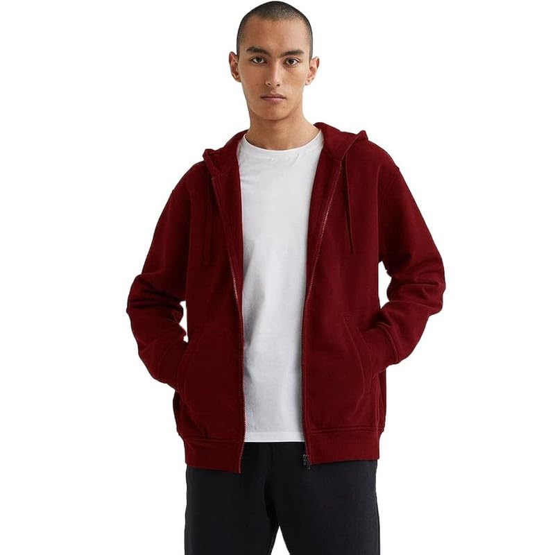 Image of Koverify Plain Chain Hooded Zipper Jacket for Men
