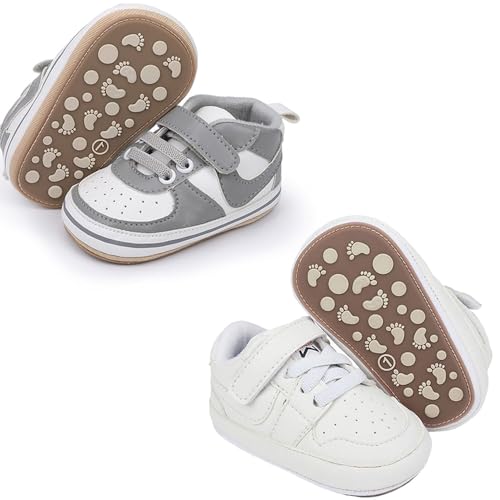 Image of Clowora Unsex Baby Shoes Boys Girls Infant Sneakers Non-Slip Soft Rubber Sole Toddler Crib First Walker Lightweight Shoes