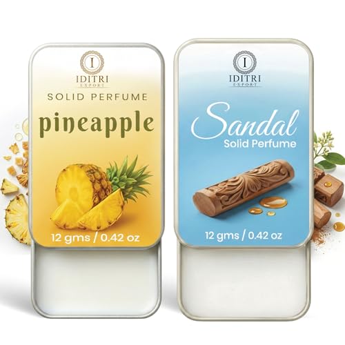 Image of Solid Perfume |sandal&pineapple Alcohol Free Wax Perfume Balm, Long Lasting | Pocket Tin 12g, Pack Of 2| Non Greasy Smooth Glide, Travel Friendly Men And Women