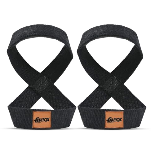 FitBox Sports Figure 8 X Lifting Straps, Black - Image 2
