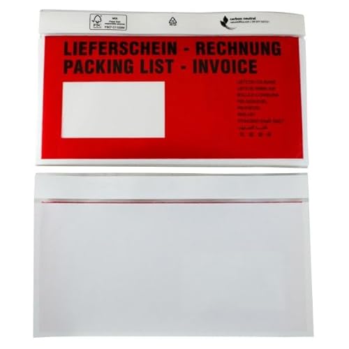 500 Lieferscheintaschen DIN Lang dicke Qualität Begleitpapiertaschen UNIPACK-premium 722182
