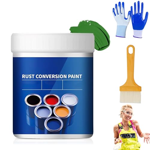 Weatherproof Rust Converter Paint for Metal,Water-Based Anti-Rust Paint,Metal Rusts Conversion Agent,Quick Drying Rusts Remover,Long-Lasting Prevention & Protection (Green, 35 OZ)