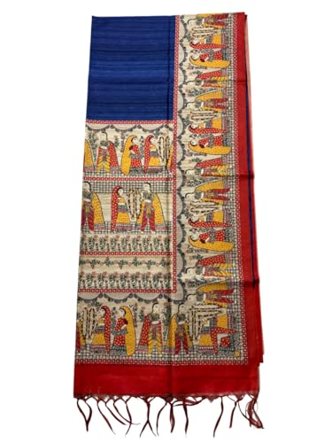 Image of Sanavi's Saree Kuthir Pure Handloom Tussar Ghicha Madhubani Printed Silk Saree with Blouse Piece inside