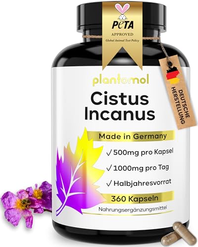 360 Cistus Incanus Kapseln hochdosiert - 1000mg reines Zistrosenkraut pro Tagesdosis (2 Kapseln) - Halbjahresvorrat