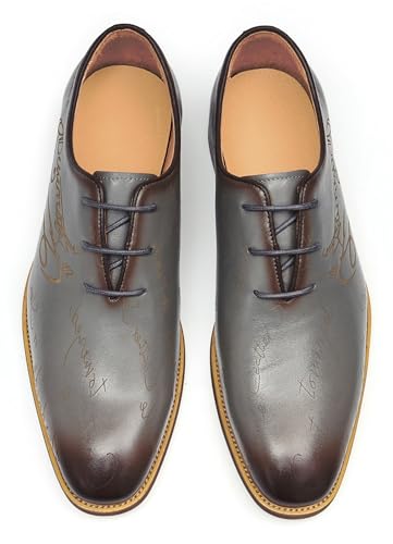 Santimon Men’s Genuine Leather Plain Toe Oxfords - Formal Dress Derby Shoes for Weddings, Business, Prom & Tuxedo - Lightweight & Comfortable Modern Fashion3