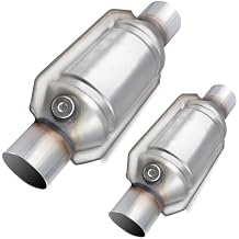 2.5" Universal Catalytic Converter 2.5" Inch Inlet/Outlet,2 Pack High Flow Catalytic Converter with Heat Shield and O2 Port