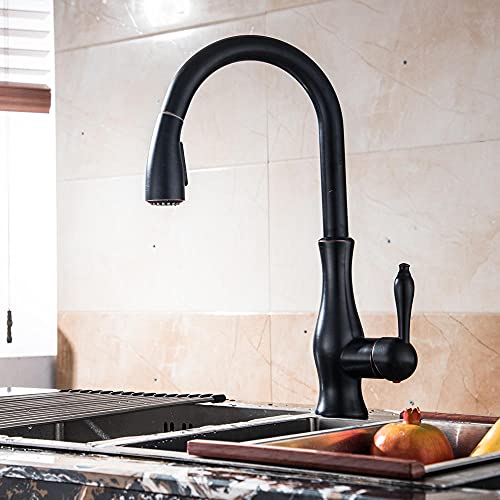Robinet de cuisine en laiton nickel brossé avec mitigeur eau chaude et froide pivotant à 360°