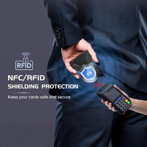 Slim Wallet for Men, Metal Aluminum RFID Blocking Money Clip Wallet with Clear ID Window & ID Card Holder, Minimalist and Carbon Fiber Tactical Design, Anti-Scratch, Holds 15 Cards Plus Cash2