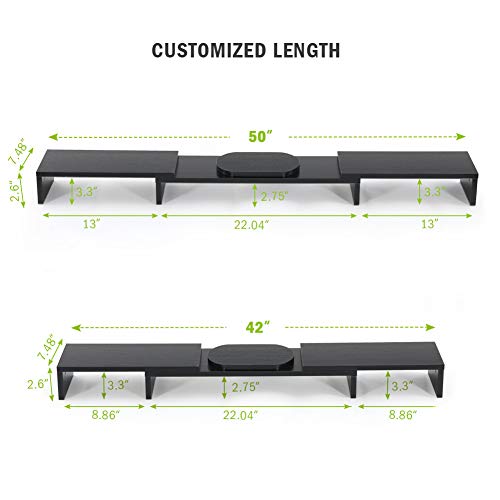 Tribesigns Triple 3 Shelf Monitor Stand Riser with Adjustable Length and Angle, Black - Thumbnail 7