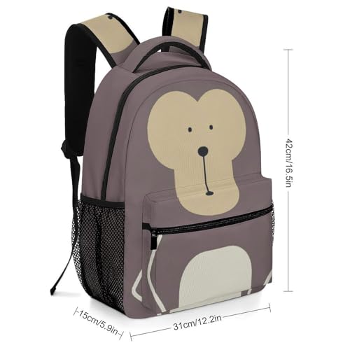 Monkey Backpack for School, Cute Monkey Animal Laptop Backpack Bookbag Computer Bag Travel Hiking Camping Daypack Shoulder Bag for Teenager Boys Girls Kids2
