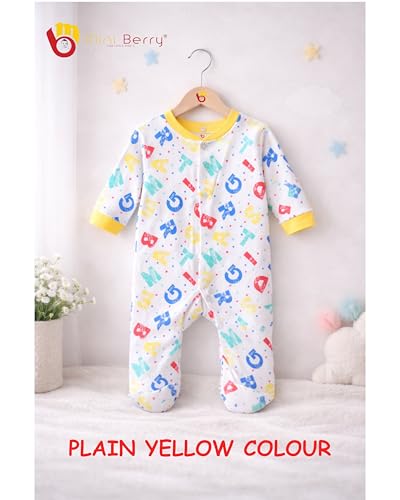 Image of Mini Berry Born Baby Multi-Color Long Sleeve Body Suit,Romper, Sleep Suit for Boys and Girls Pack of 3pcs Set
