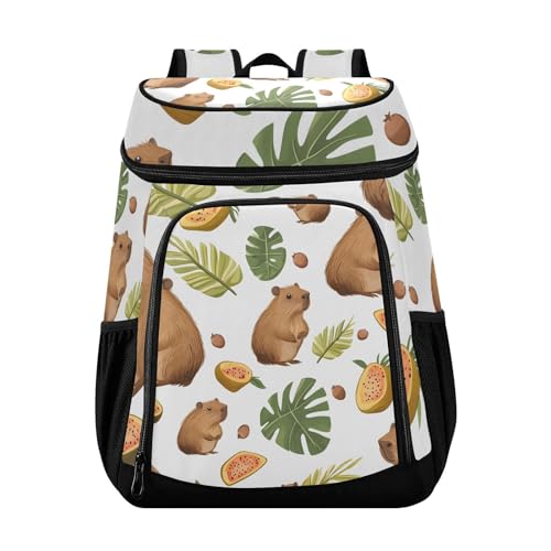 Capybara Little Animal Tropical Cooler Backpack Cooler Insulated Leak Proof Lunch Backpack 36 Cans Waterproof Soft for Men Women Picnic Hiking Camping Beach