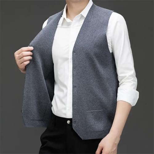 Men Warm Knit Vest Button V-Neck Sleeveless Sweater Tops Thick Casual Suit Business Waistcoat2