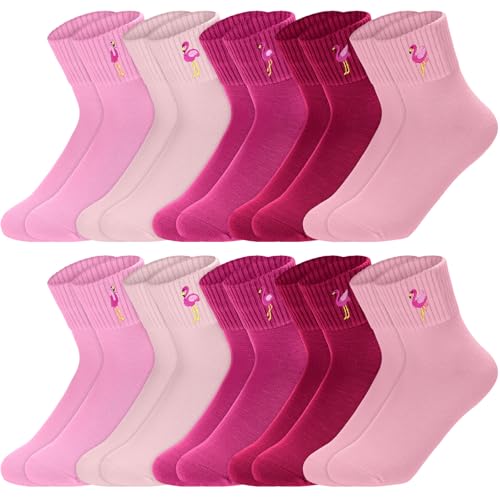 Image of Eurzom 10 Pairs Socks Womens Crew Elastic Ankle Length Cotton Socks Aesthetic Cute Lightweight Low Cut Gifts for Women