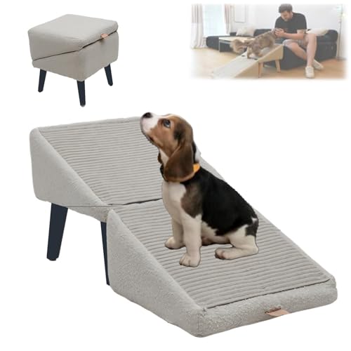 Folding Dog Ramp for Couch, Pet Stairs Foldable Ramps for Small Dogs, Folding Portable Dog Ramp Stairs, Non-Slip Stable Dog Ramp Indoor Outdoor Use