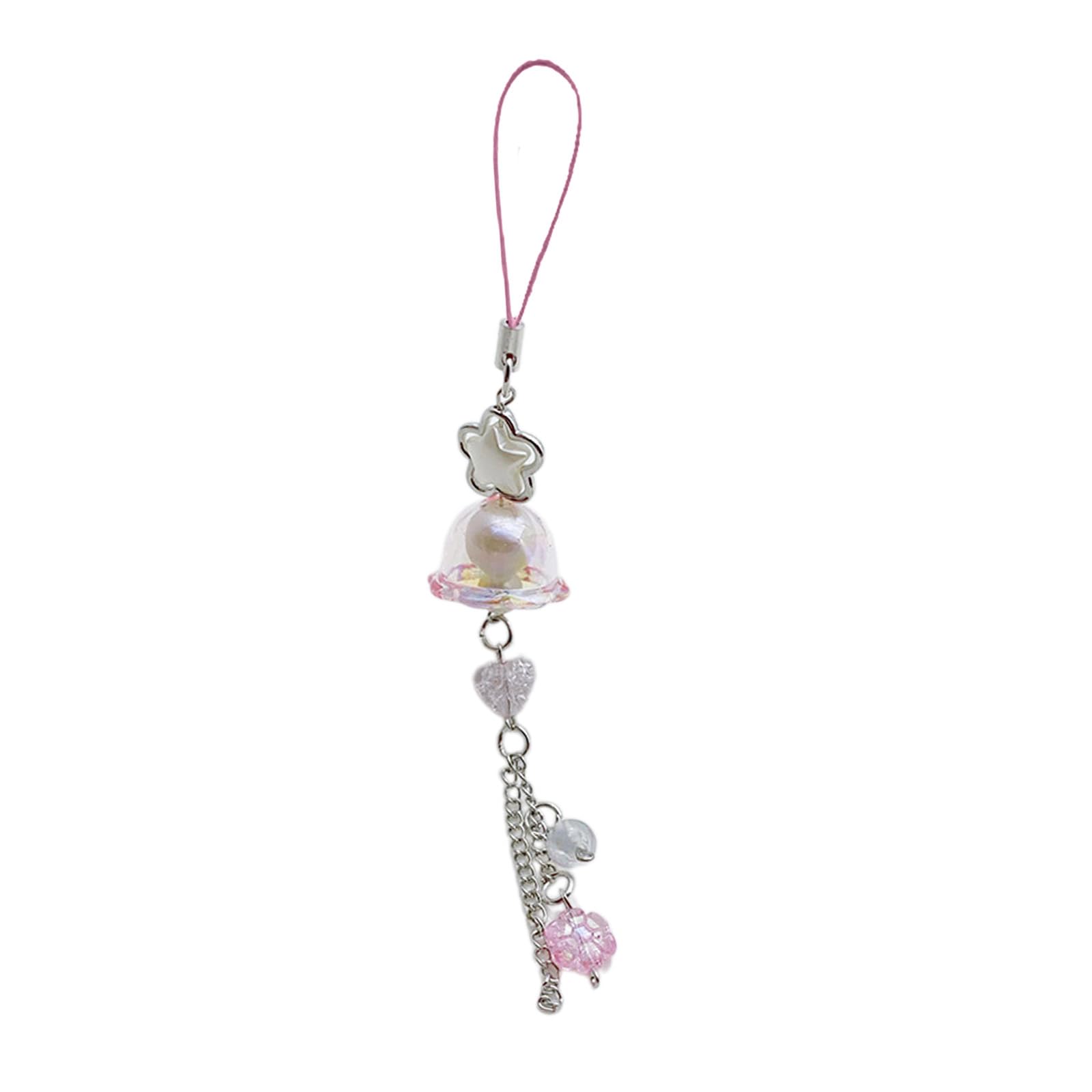 NEWFT Star Heart Beaded Pendant Sweet Phone Chain Strap Hanging Decoration Keychain Lanyard Small for Women Girls