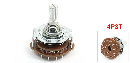 uxcell 4P3T Panel Mount 2Wafers Rotary Switch Band Selector 4Pole 3 Position
