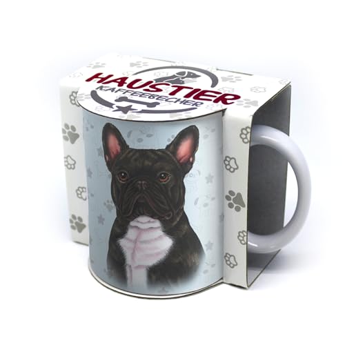 power gift FRANZÖSISCHE BULLDOGGE (D) - Kaffeetasse, Becher, Teetasse aus hochwertiger Keramik. Kaffeebecher mit schöner Grafik und Spruch in deutscher Sprache. Praktisches Geschenk.